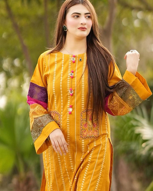 DOUBLE POCKET SELF EMBROIDERY 2PC