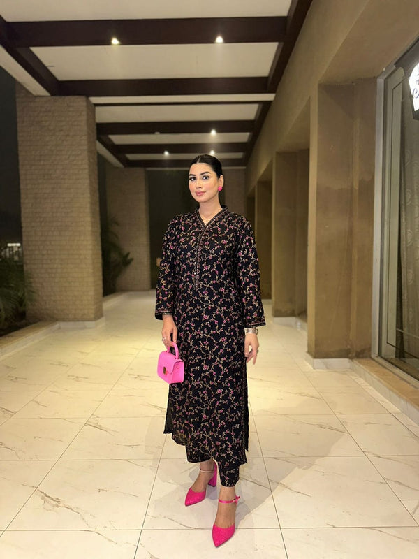 MidNight Gold Embroidered Lawn 2PC Suit